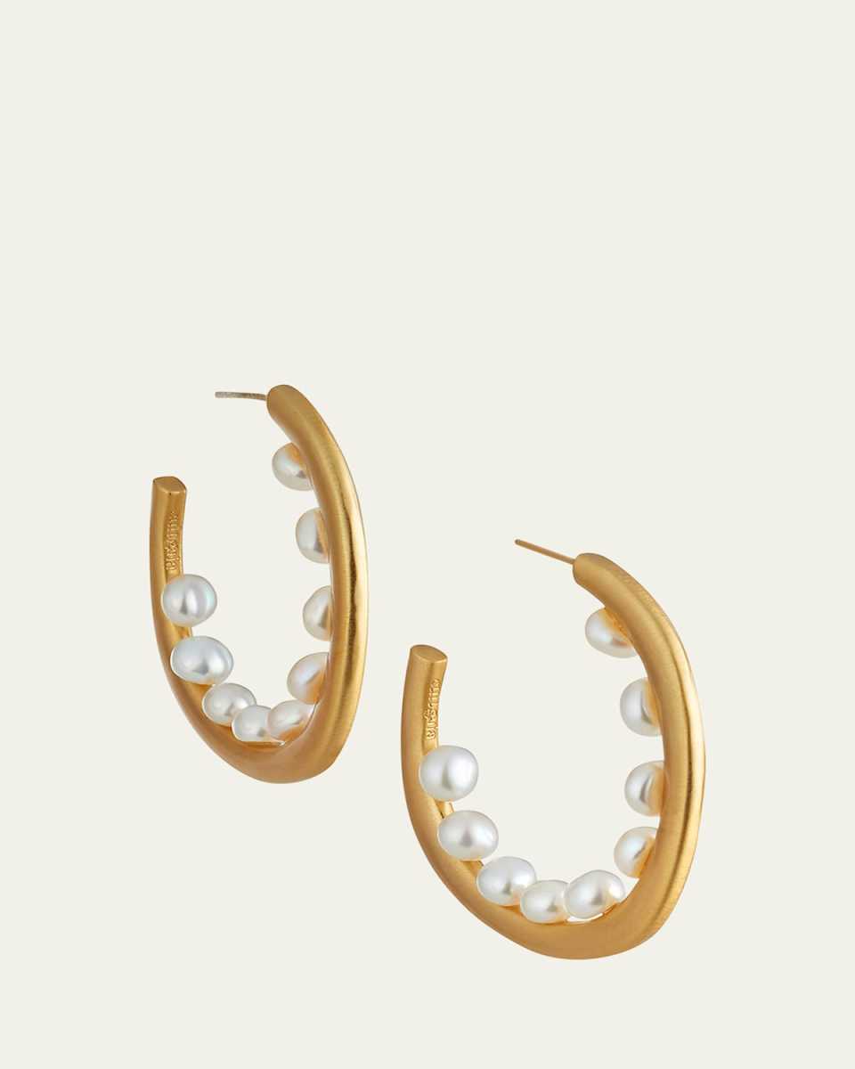 Multi-Pearl Hoop Earrings